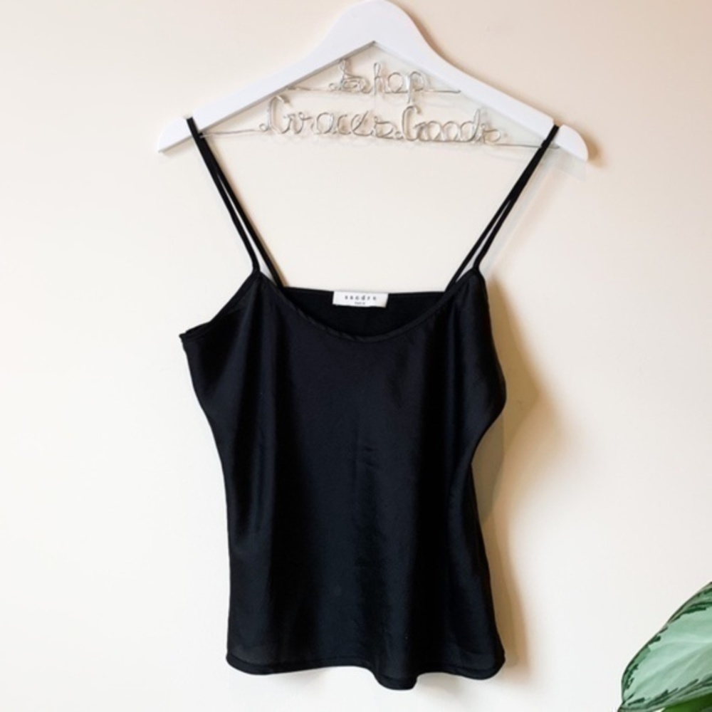 Sandro Paris Black Slip Cami Tank Top sz M